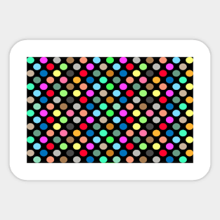 Colorful Polka Dots on Black Background - Seamless Pattern Sticker